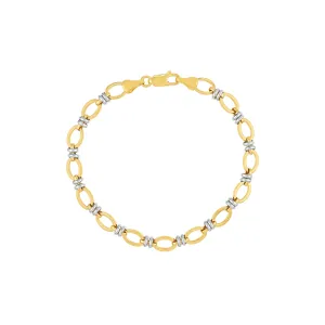 Two-Tone Flat Oval Link Bracelet