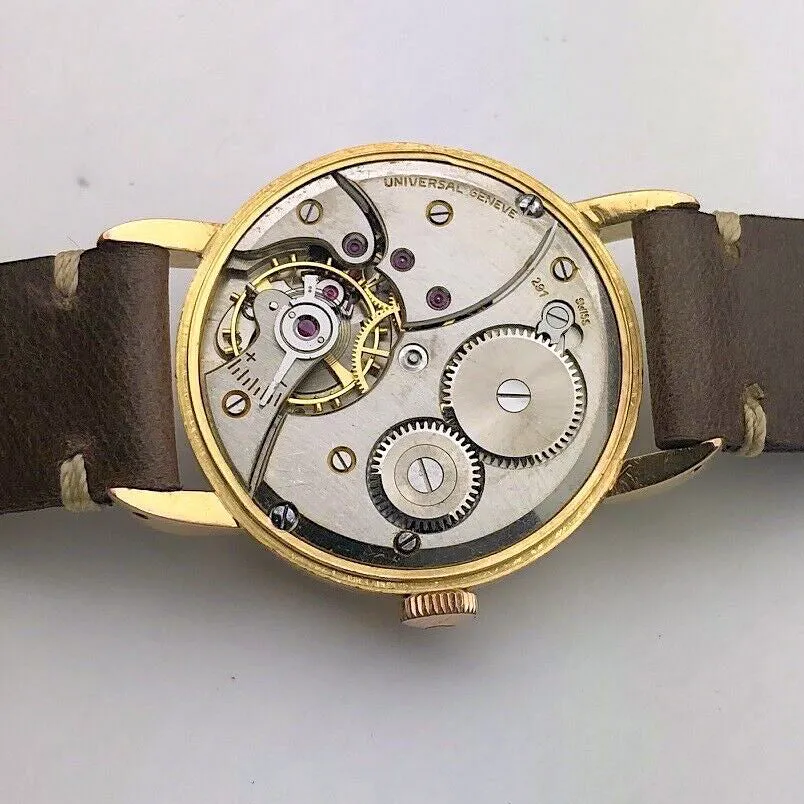 Universal Genève Triple Calendar Moonphase Cal 291 c. 1949 18k Rose Gold 33 mm
