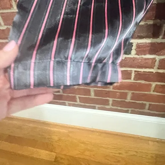 Vintage (1990s) Victoria’s Secret black and pink striped satin-like pajamas