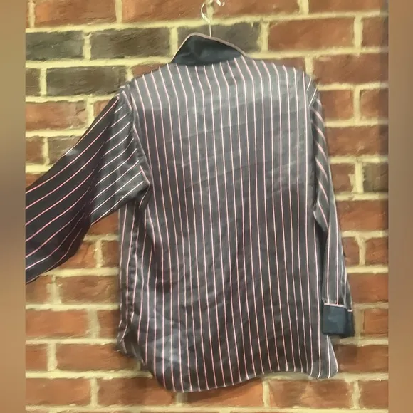 Vintage (1990s) Victoria’s Secret black and pink striped satin-like pajamas