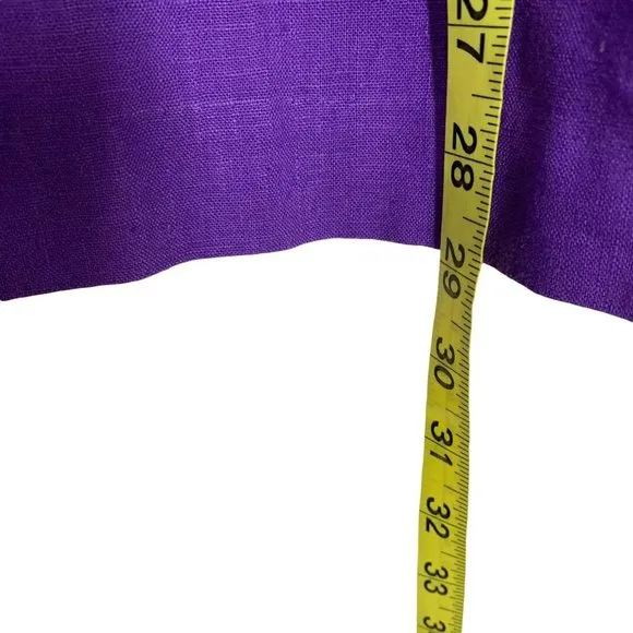 Vintage 90s Purple Linen Cotton Above Knee Pencil Skirt Large