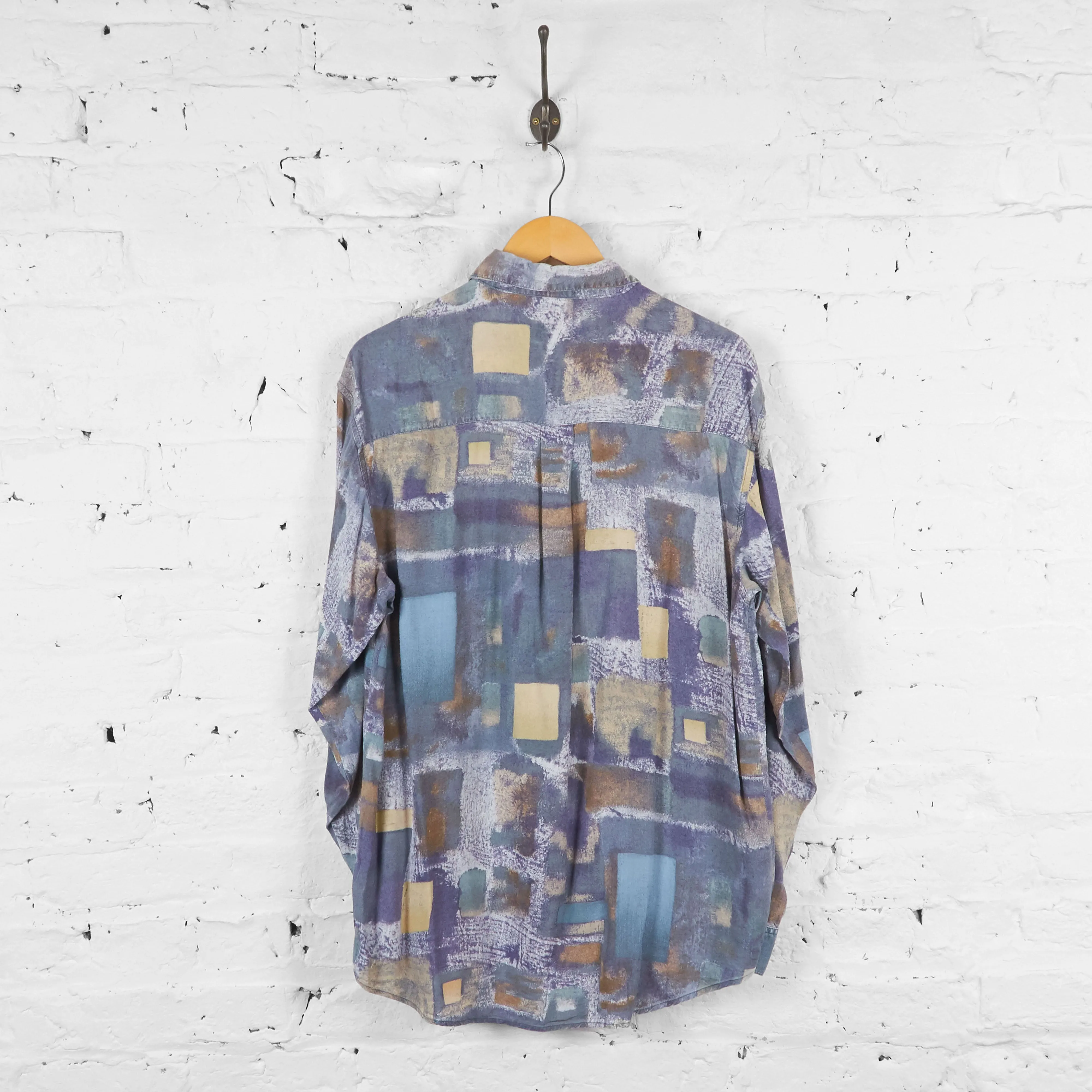 Vintage Abstract Pattern Shirt - Blue - L