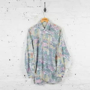 Vintage Abstract Pattern Shirt - Green - L