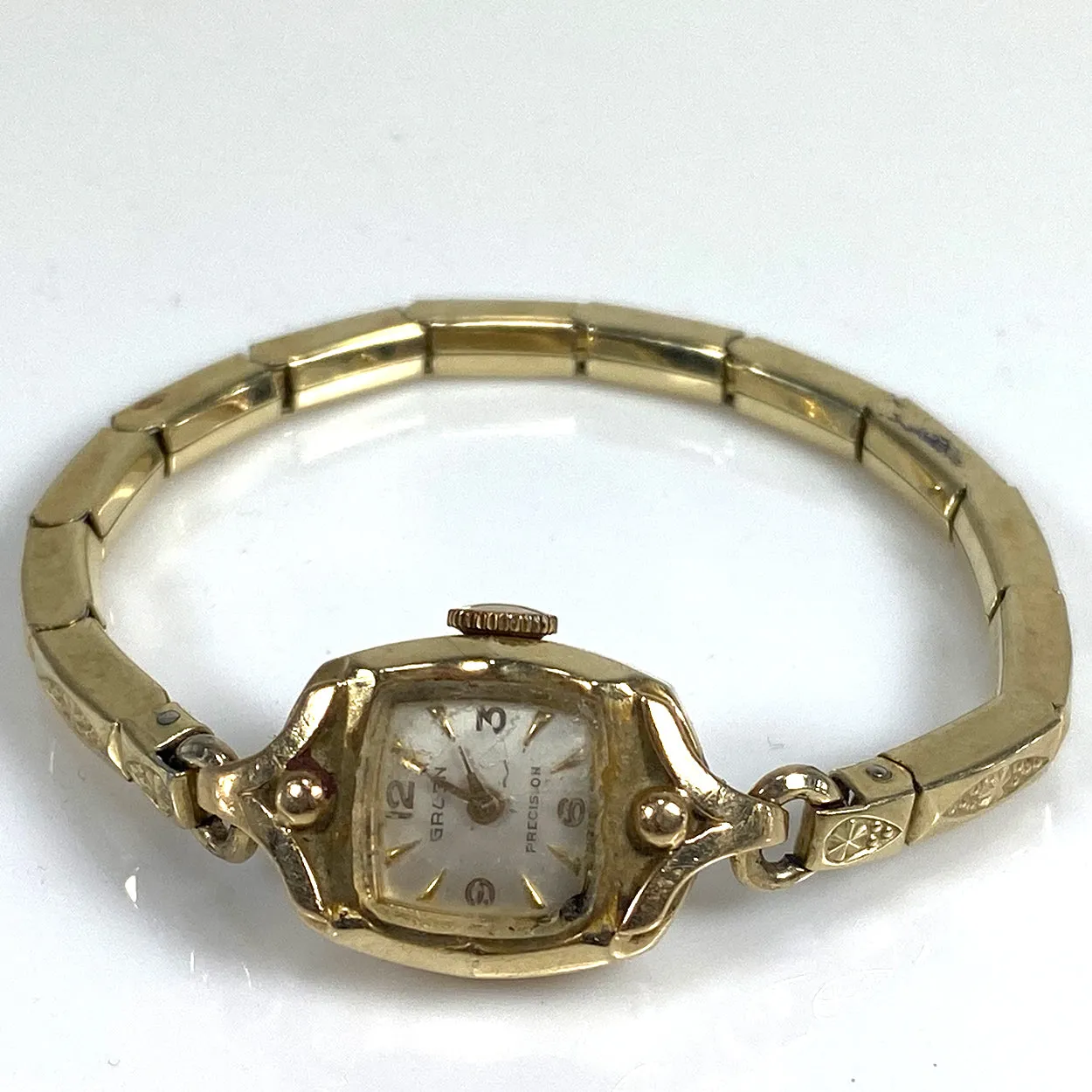 Vintage American Gruen 14k Yellow Gold Precision Speidel Band Lady's Wristwatch