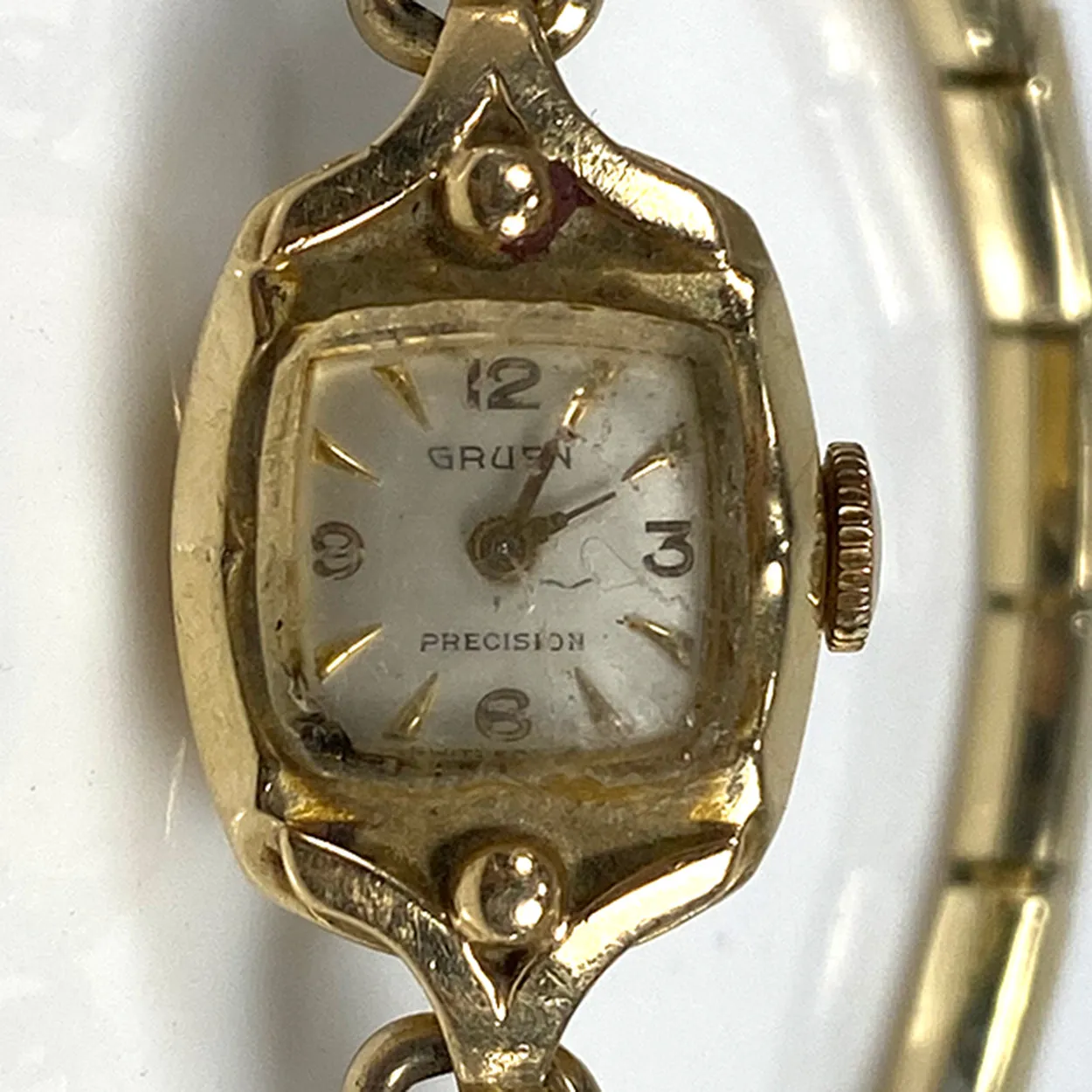 Vintage American Gruen 14k Yellow Gold Precision Speidel Band Lady's Wristwatch