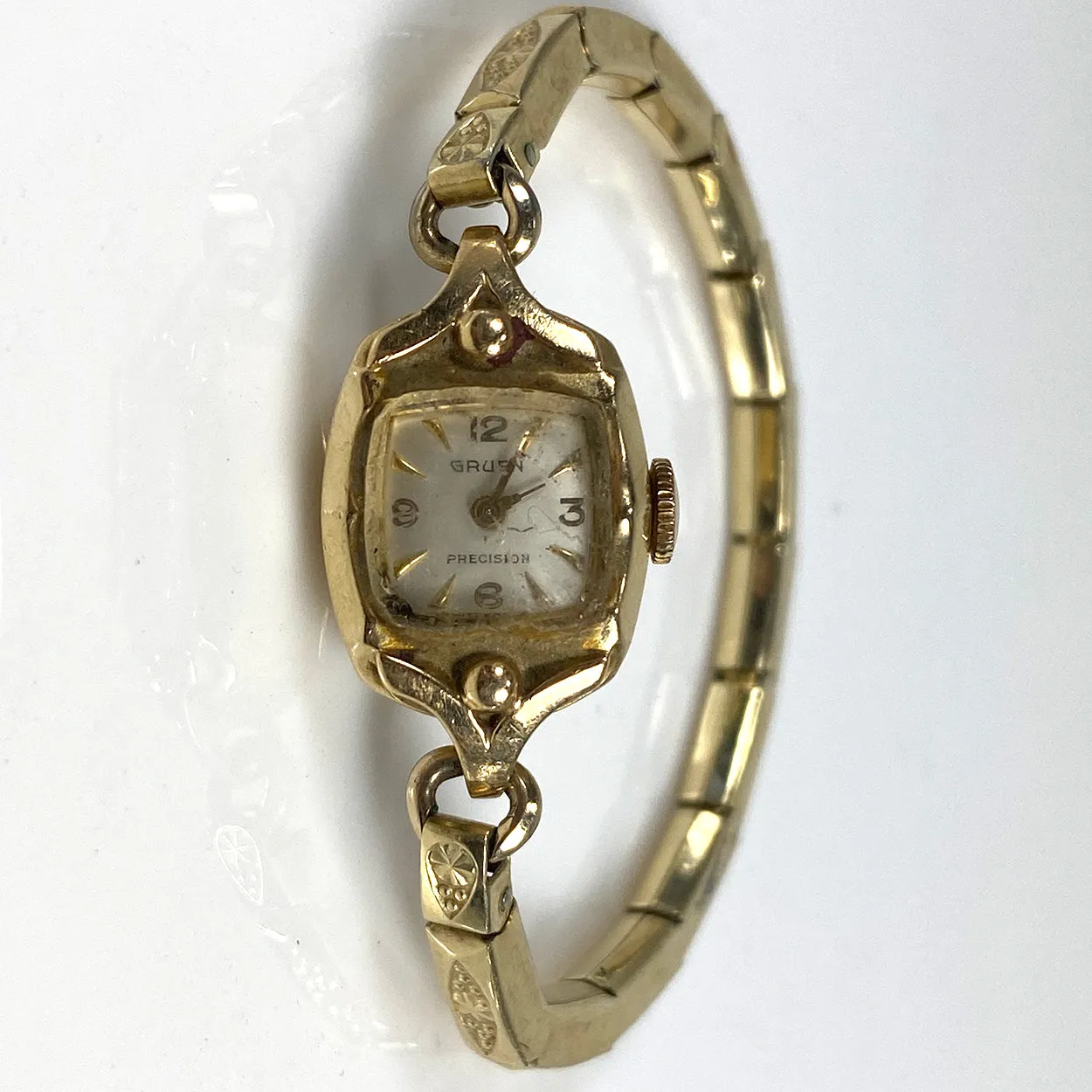 Vintage American Gruen 14k Yellow Gold Precision Speidel Band Lady's Wristwatch