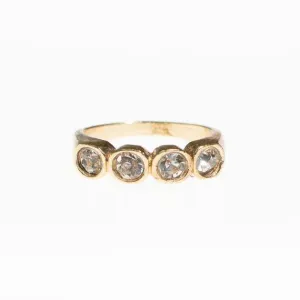 Vintage Bezel Set Cubic Zirconia Gold Plated Band Ring