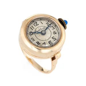 Vintage Ring Watch 14k Yellow Gold Friedebergs Mechanical Wind Up Jewelry Round