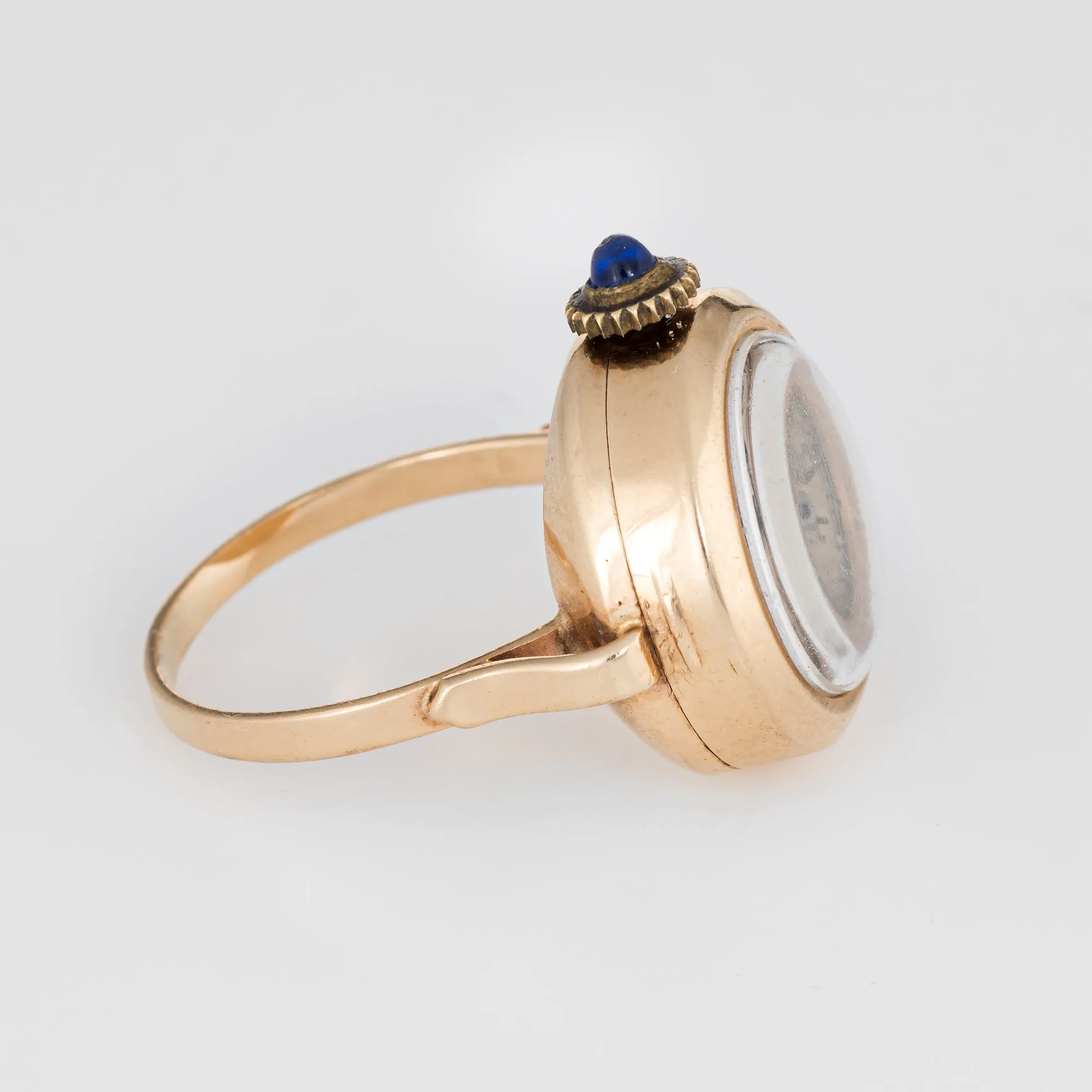 Vintage Ring Watch 14k Yellow Gold Friedebergs Mechanical Wind Up Jewelry Round