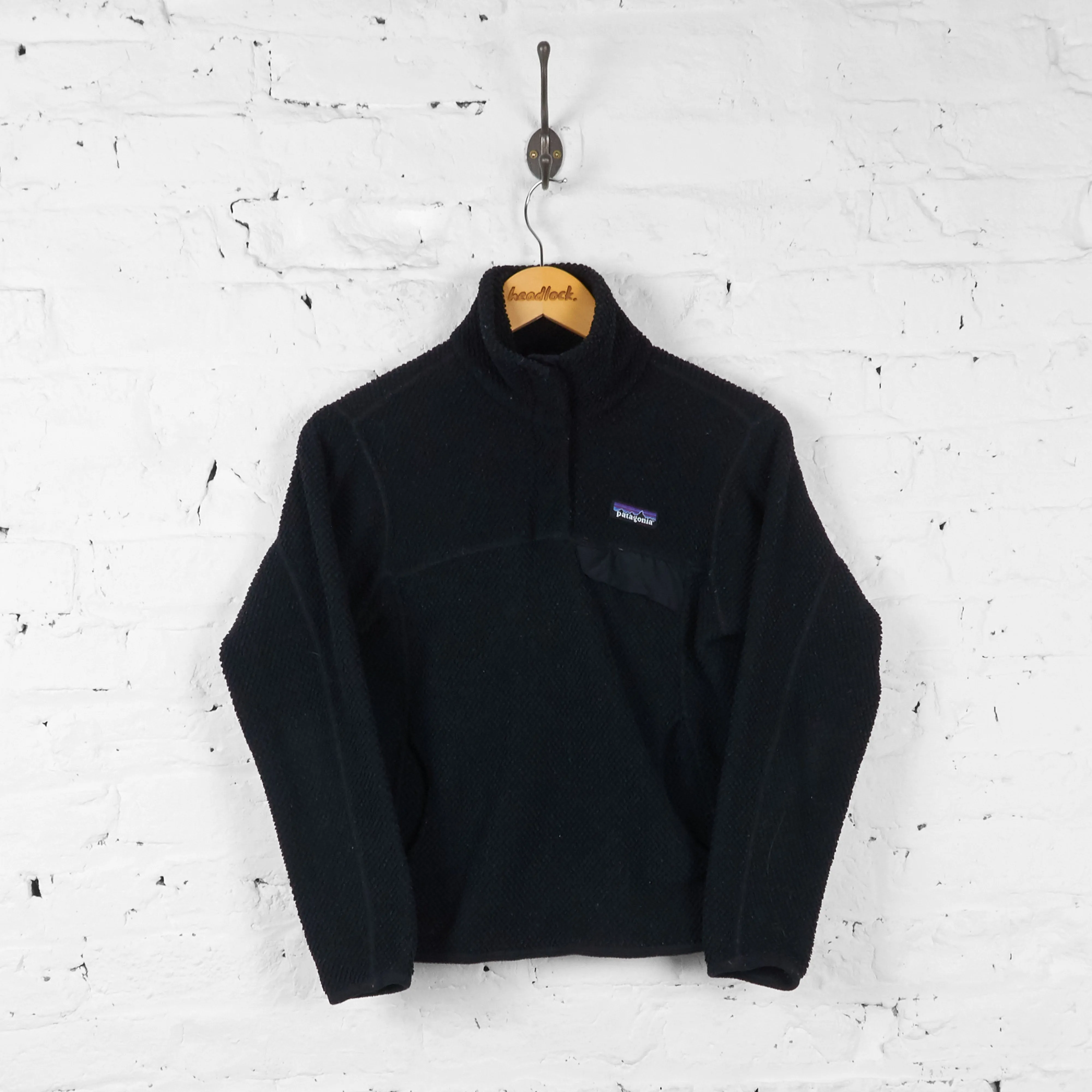 Vintage Women's 1/4 Button Up Patagonia Fleece - Black - S