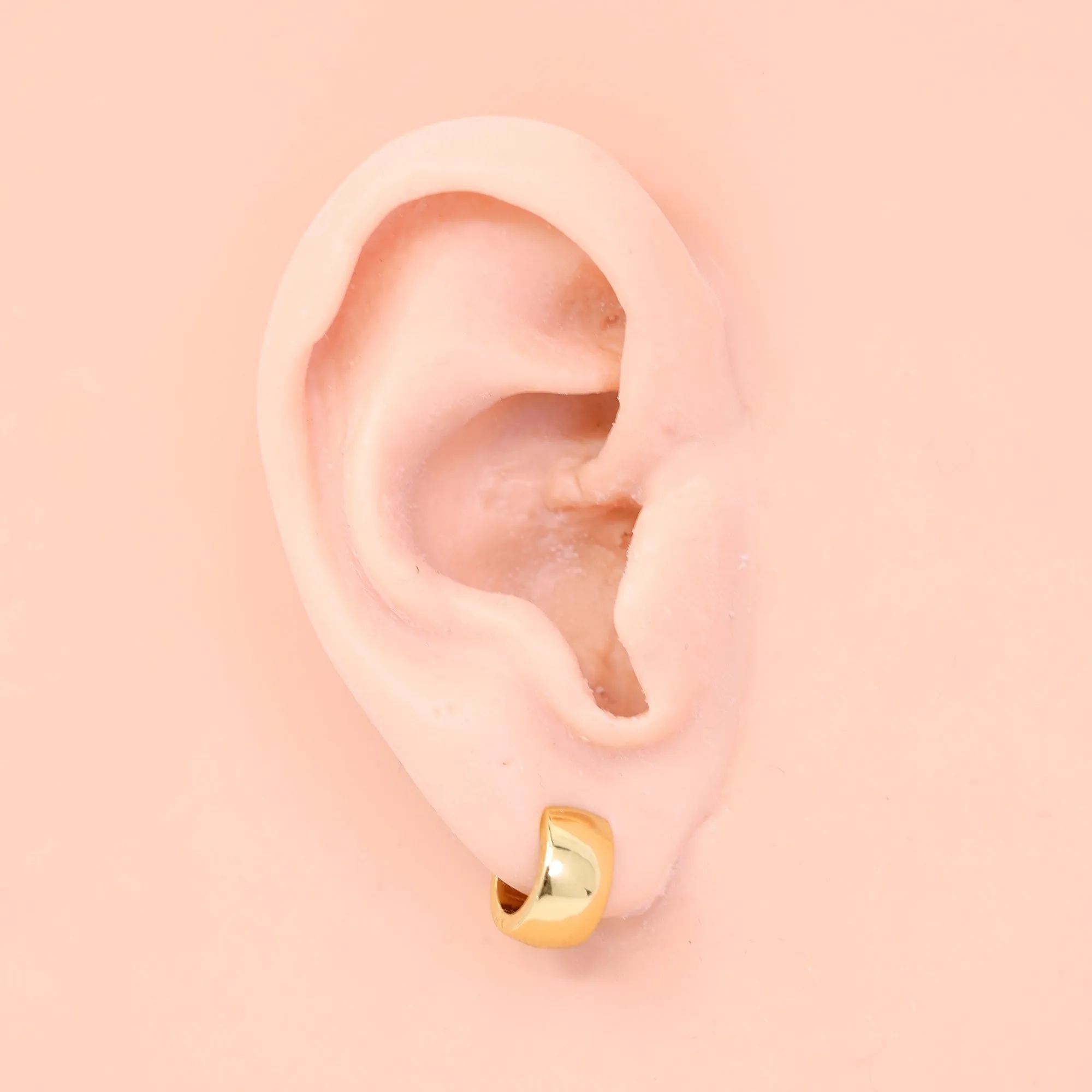 Wide Classic Huggie Hoop Earrings in Gold