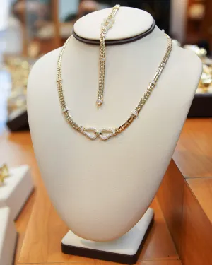 Women's fashion Choker Necklace Set with CZ in 14Kt Gold