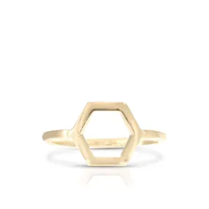 Yellow Gold Plated Hexagon Geometric Ring